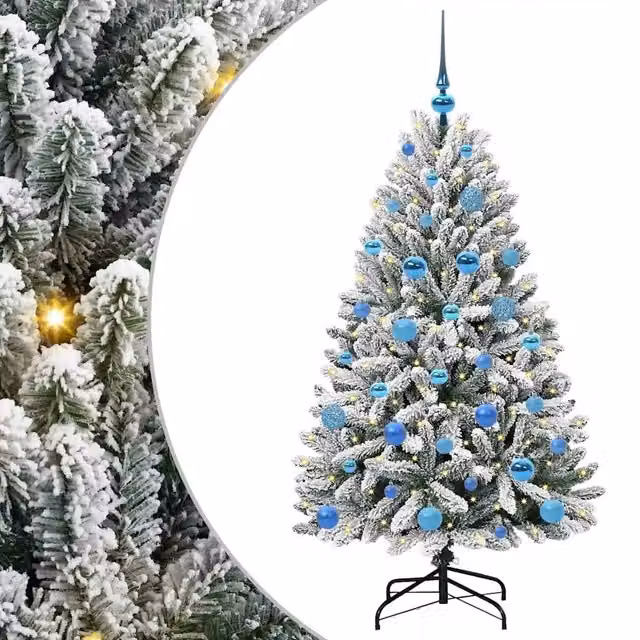 Albero di Natale artificiale moderno vidaXL con 150 LED bianco caldo, colore verde e bianco, Altezza: 150 cm – 1
