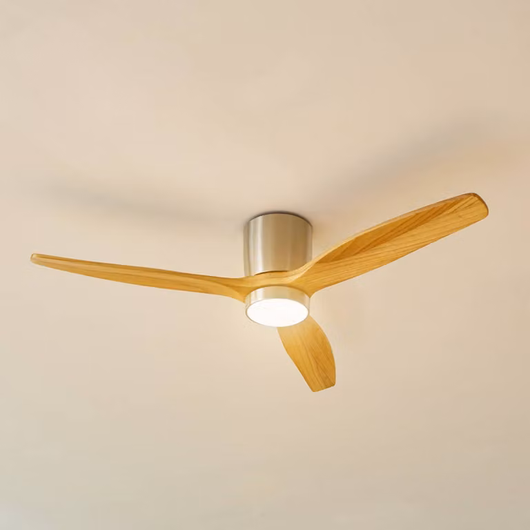 Lucande Ventilatore da soffitto LED Faipari, nichel, DC, silenzioso, 132 cm Faipari, Alluminio / Grigio / Zincato, Soggiorno / Sala da pranzo, Legno, Moderno