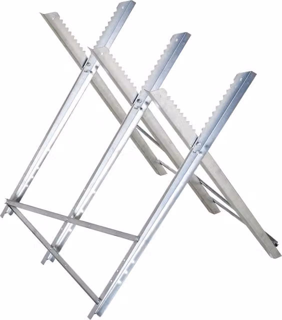 Cavalletto Taglialegna Pieghevole e Triangolare DURHAND in Metallo con Denti Seghettati, Argento, L/P/H: 83 x 83 x 79 cm – 1
