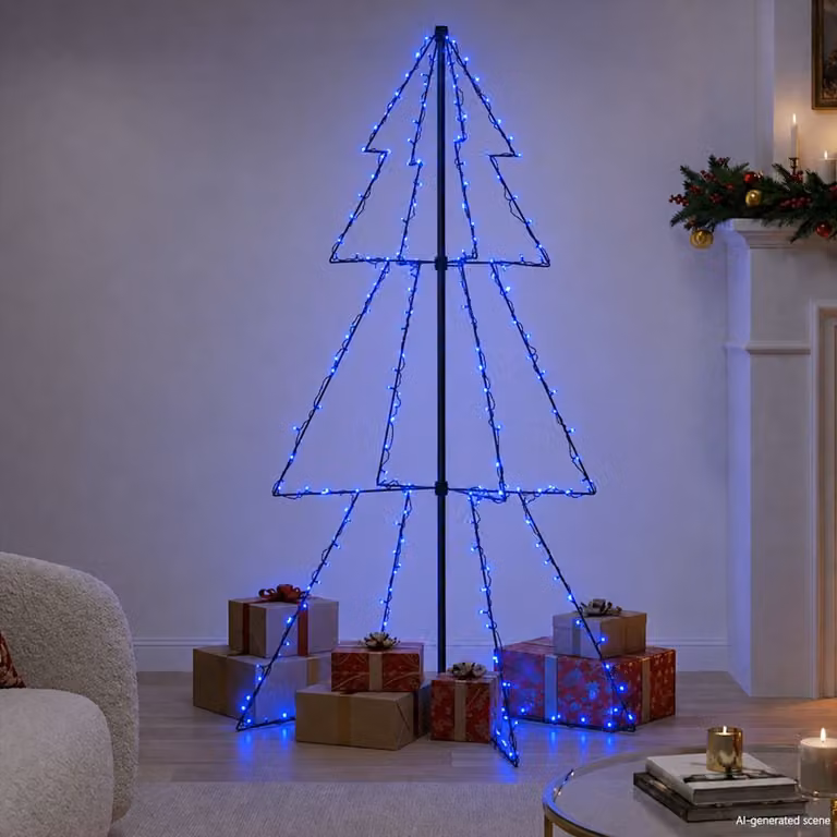 Albero di Natale a Cono vidaXL con 200 LED Blu, L: 98 cm, H: 150 cm