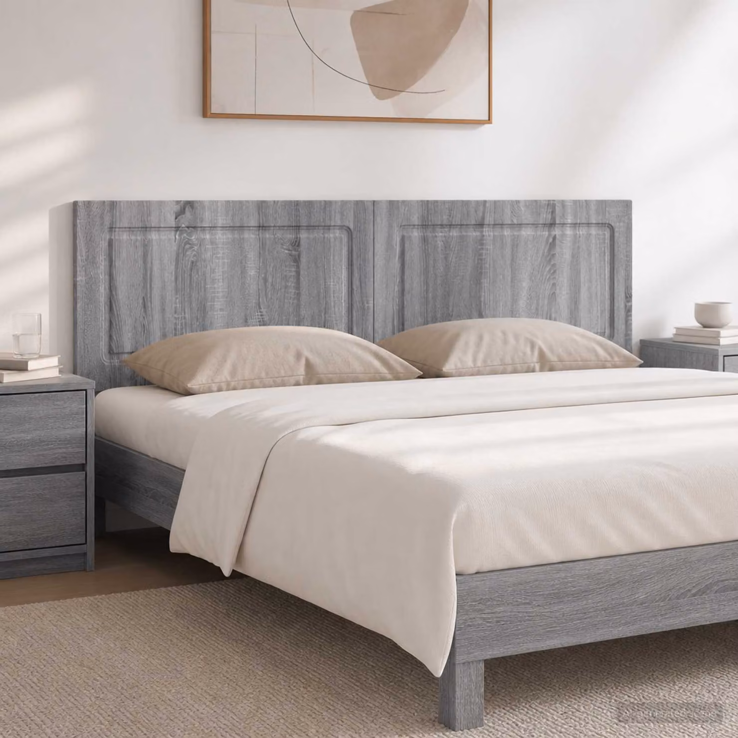 Testiera da muro vidaXL UTRECHT in legno ingegnerizzato grigio con design moderno a strisce L: 180,5 cm, H: 50 cm, P: 15,7 cm