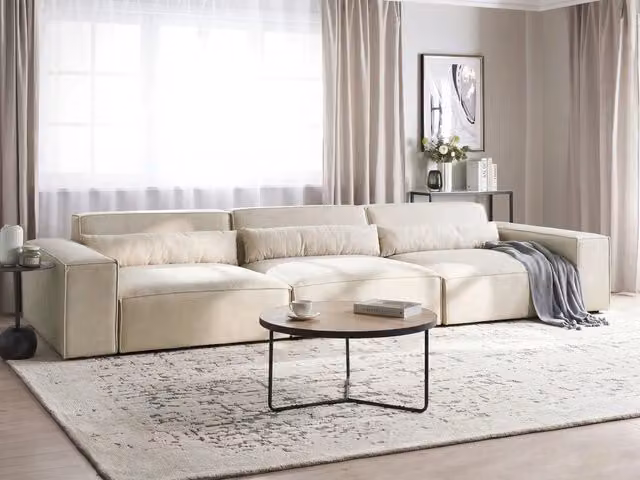 Divano componibile a 3 posti Divano componibile in velluto beige con gambe nere Soggiorno moderno
