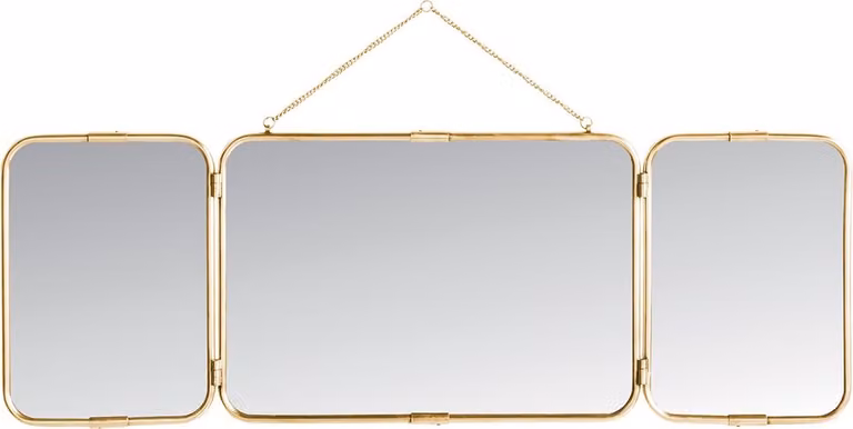 Specchio a tre ante in ottone