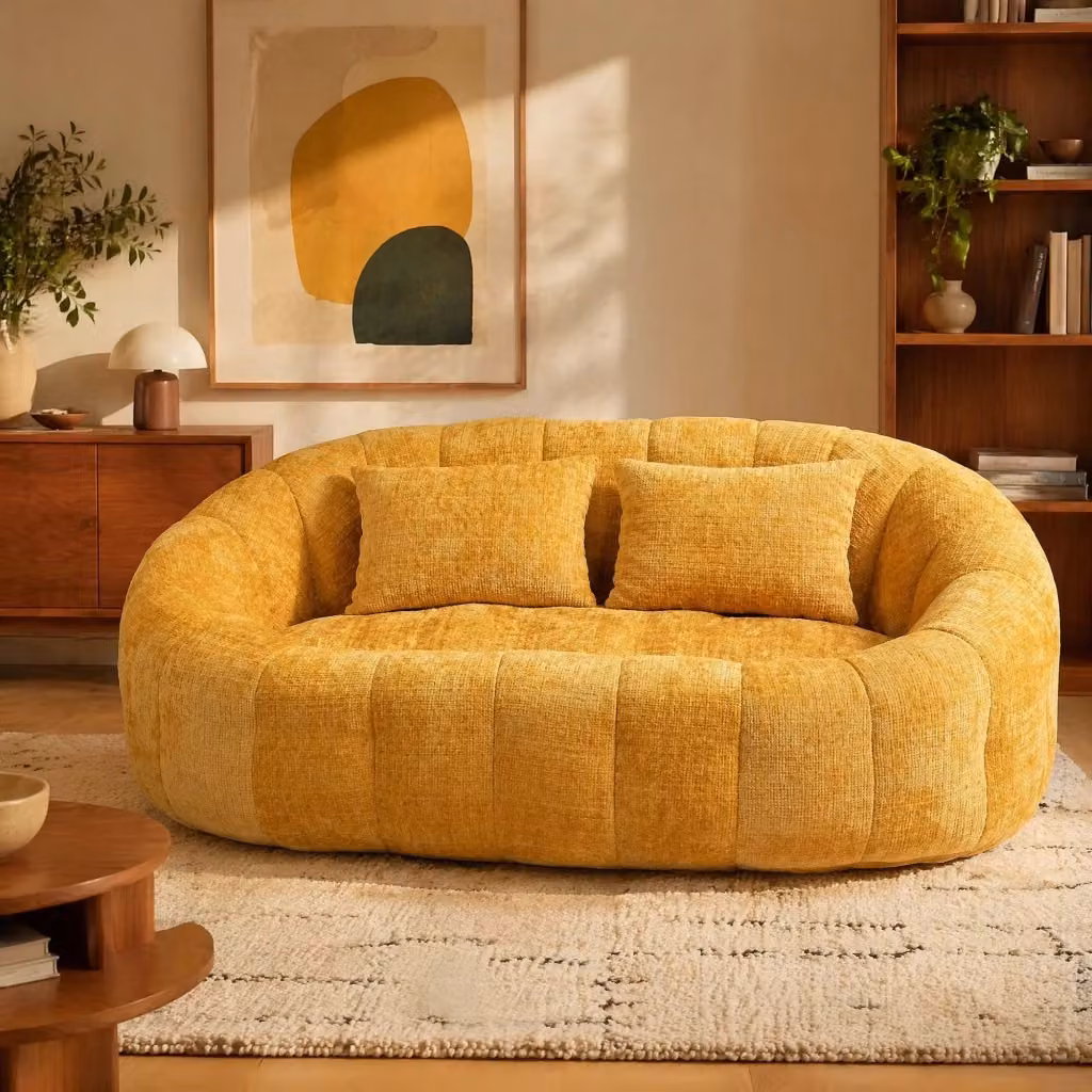Poltrona Lounge REDOM Gialla con Braccioli L: 150 cm, P: 95 cm, H: 63 cm – 2