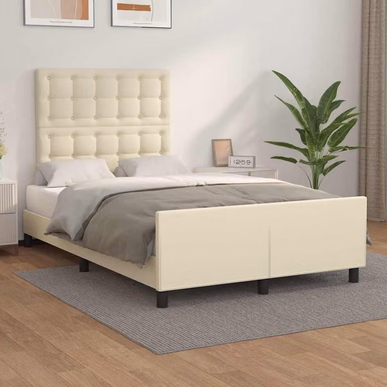 vidaXL Giroletto con Testiera in Similpelle Beige L/P: 120 x 200 cm