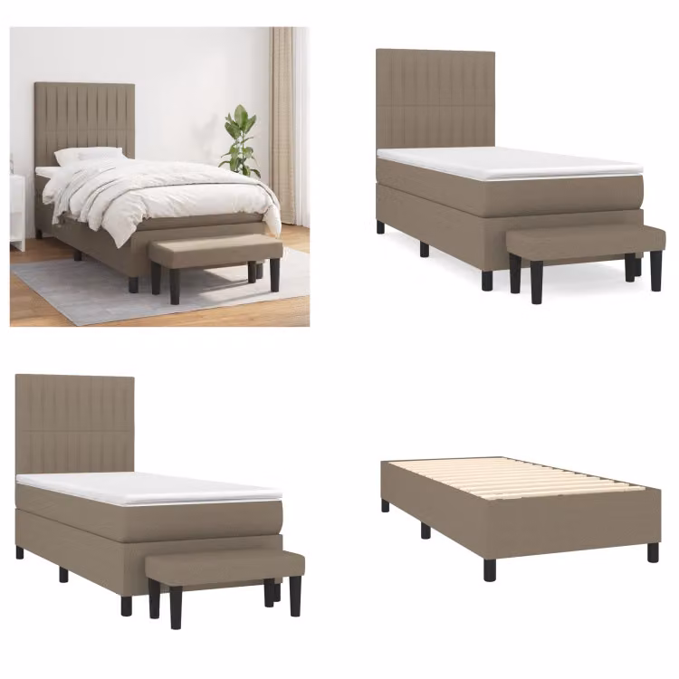 vidaXL Letto boxspring con materasso Taupe 80x200 cm in tessuto - Letto boxspring - Boxspringbetten - Bett - Schlafzimmermöbel