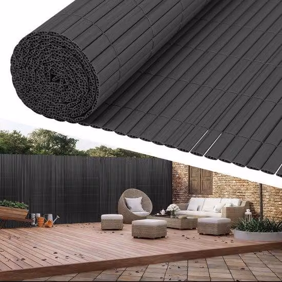 Pannello divisorio in PVC per la privacy – Recinzione per giardino e protezione per balcone, colore grigio, dimensioni 1,6 x 4 metri