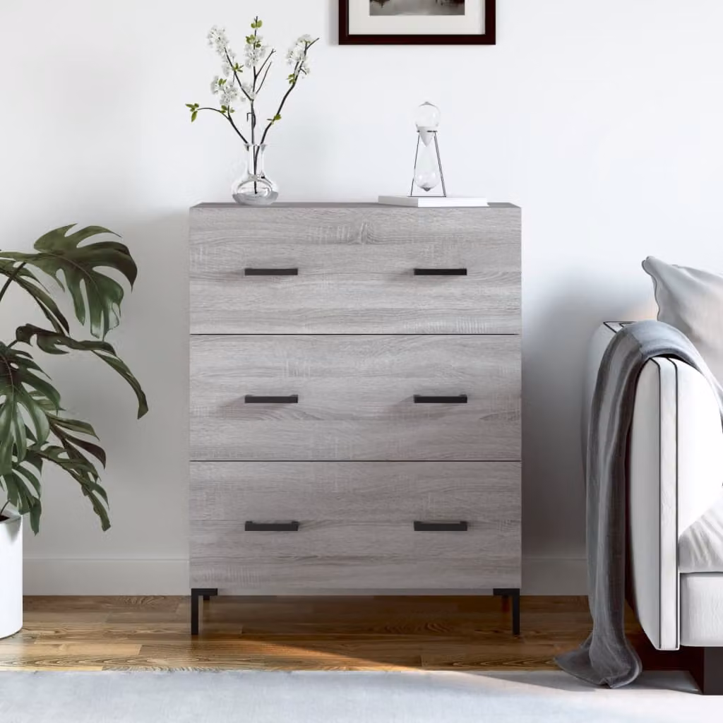 Credenza vidaXL in Legno Multistrato Grigio Sonoma, Appesa a Parete, L: 69,5 cm, P: 34 cm, H: 90 cm