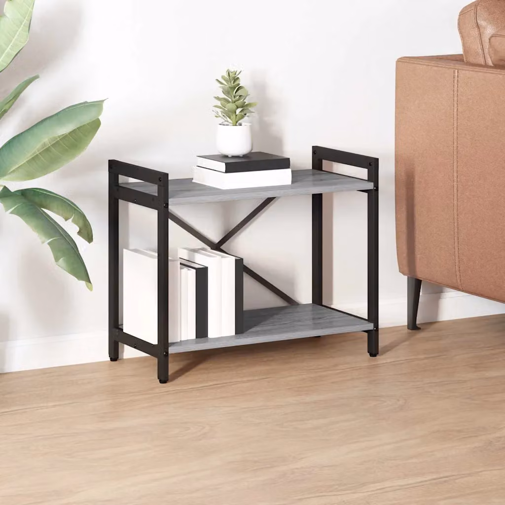 Libreria industrial vidaXL in MDF e metallo, colore grigio, L 60 cm x P 30 cm x H 50 cm