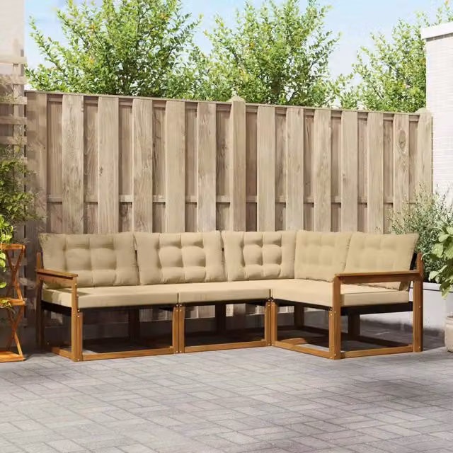 Set di divani da esterno 4 pz Naturale e Beige 3369404
