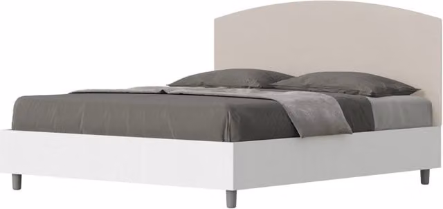 Letto Matrimoniale 160x200 cm struttura bianco frassino testata Antilia - Similpelle,Tortora,Con rete