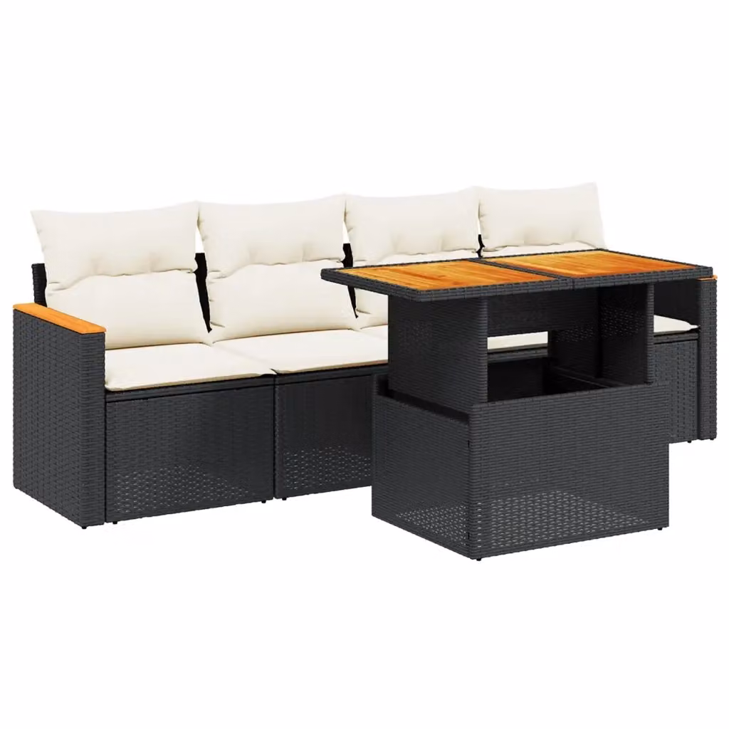 Set di divani da giardino moderno VIDAXL in polyrattan nero con cuscini inclusi – 2
