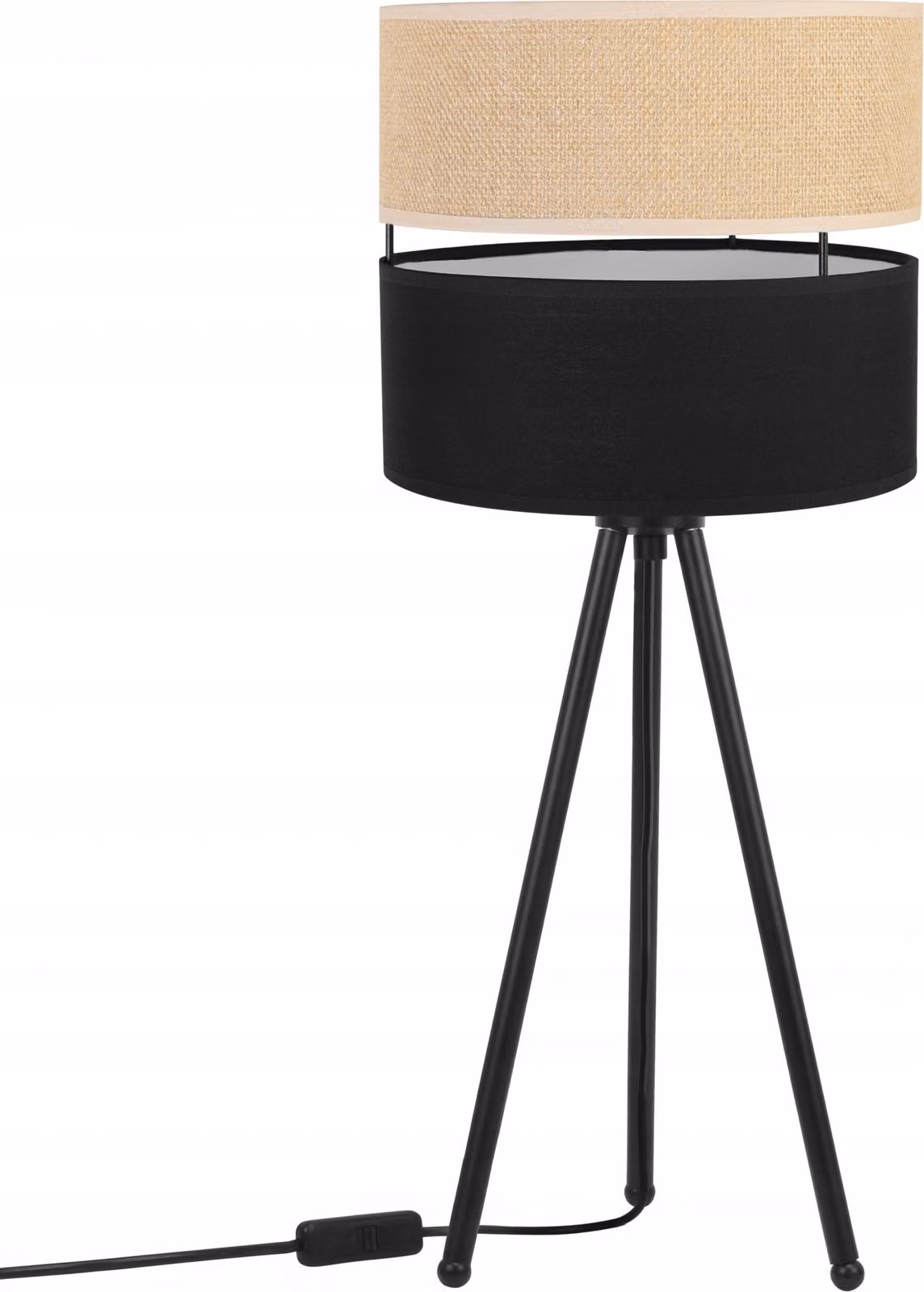 Light-Home Juta Lampada da tavolo con paralume moderno - Lampada da comodino - Lampada da tavolo E27 - 1 lampadina EDRON - Base nera e iuta e nero