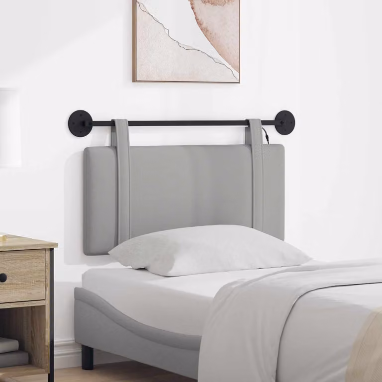 Testiera sospesa vidaXL in tessuto Grigio con illuminazione integrata e pannello imbottito per camera da letto