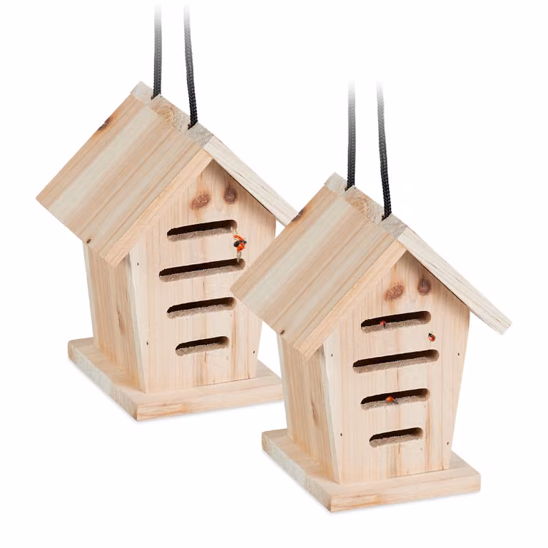 Set di 2 alberghi per insetti da giardino in legno non trattato Natura - Coccinelle