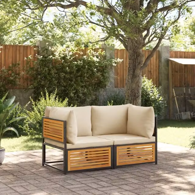Set Divani da Giardino 2pz con Cuscini Legno Massello di Acacia 3214916
