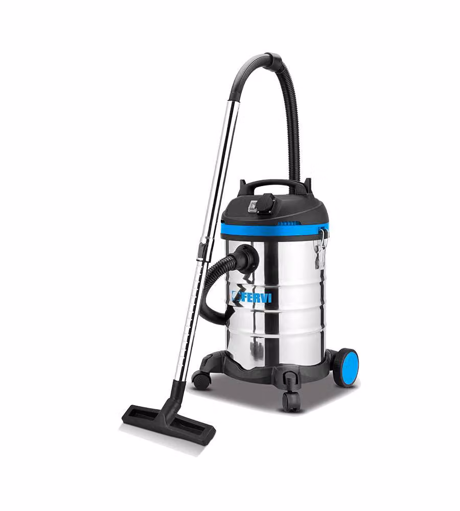 FERVI Aspirapolvere Aspiraliquidi 30L con Presa Elettroutensili 1,4kW