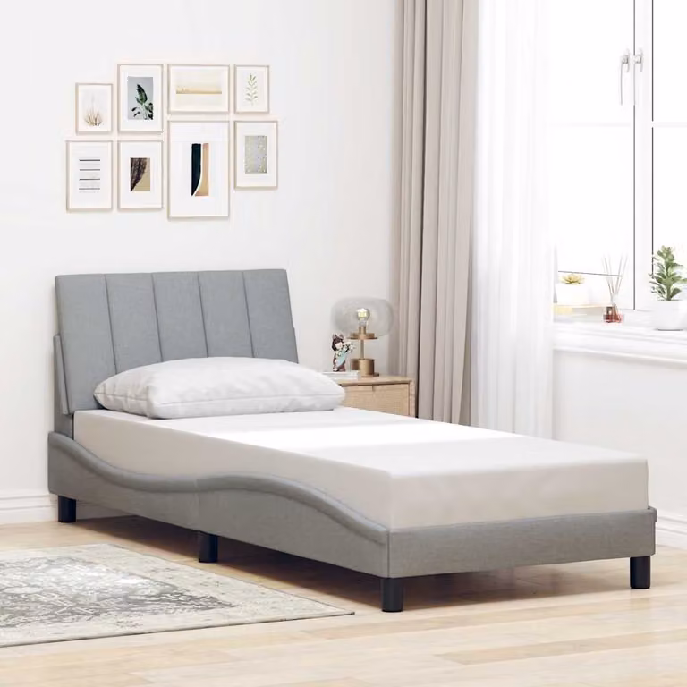 Giroletto senza materasso Hanko vidaXL in tessuto grigio chiaro, dimensioni 90x190 cm