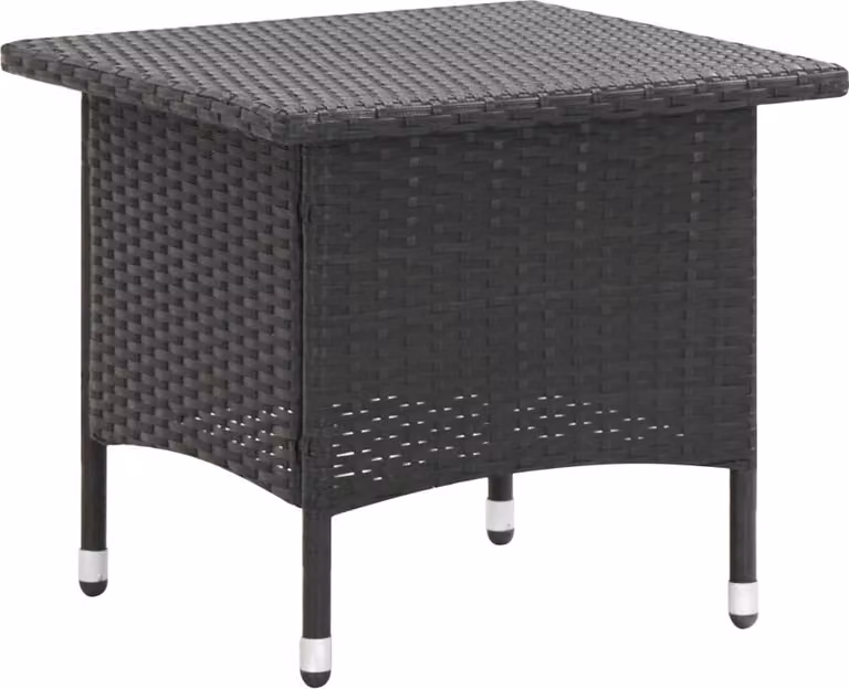 The Living Store Tavolo da tè nero 50 x 50 x 47 cm Poly Rattan