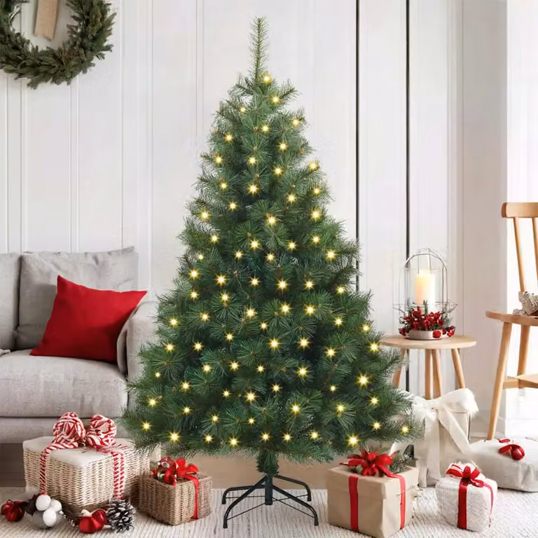 Albero di Natale artificiale vidaXL Verde con luci LED bianco caldo, Altezza: 150 cm