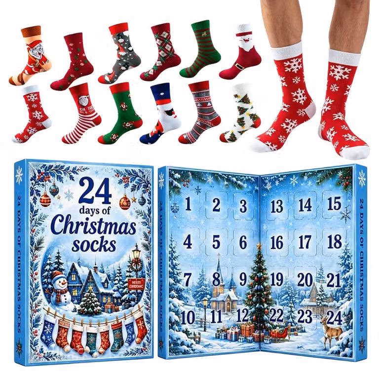 Calendario dell'Avvento con calzini - 12 giorni per contare i giorni che mancano a Natale