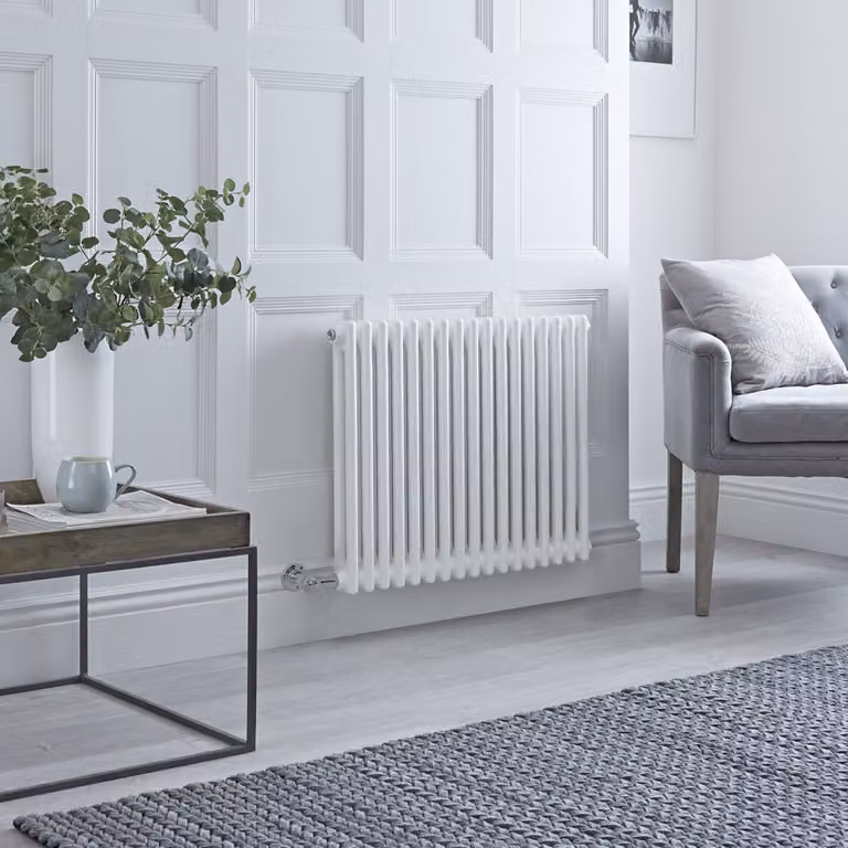Radiatore di Design Elettrico Tradizionale (a 2 Colonne) - Orizzontale - 300mm x 605mm - Bianco - senza Termostato - Regent - ECOSO by Hudson Reed