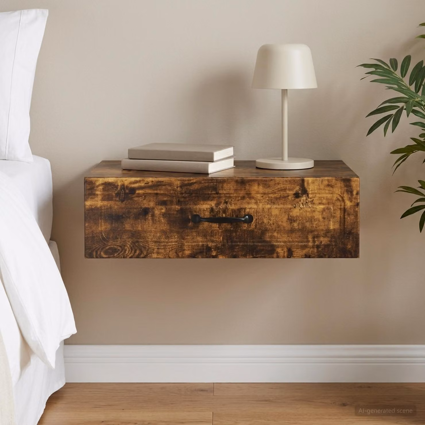 vidaXL Tavolino da Parete Moderno in Rovere Fumo, L/P/H: 59 x 34,5 x 17 cm
