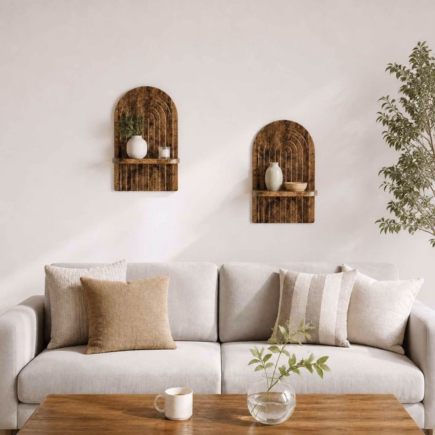 Set di 2 Scaffali da parete vidaXL in Legno Antico Marrone L 23 cm x P 13,5 cm x H 37,5 cm