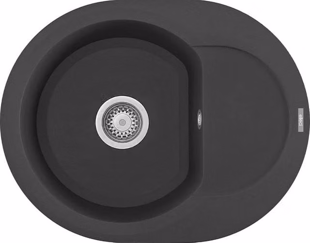 Lavello tondo da incasso Elleci Easy ROUND 600 in Granitek colore Antracite L: 60 cm, P: 47 cm, H: 20 cm