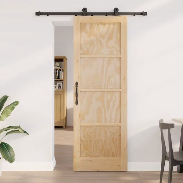 Porta scorrevole moderna vidaXL ORKDAL in legno di pino e acciaio, colore marrone, L: 73,5 cm, H: 211 cm