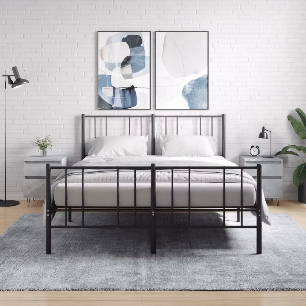 Set di 2 comodini vidaXL moderni in legno e metallo, colore grigio, L 40 cm x P 35 cm x H 50 cm