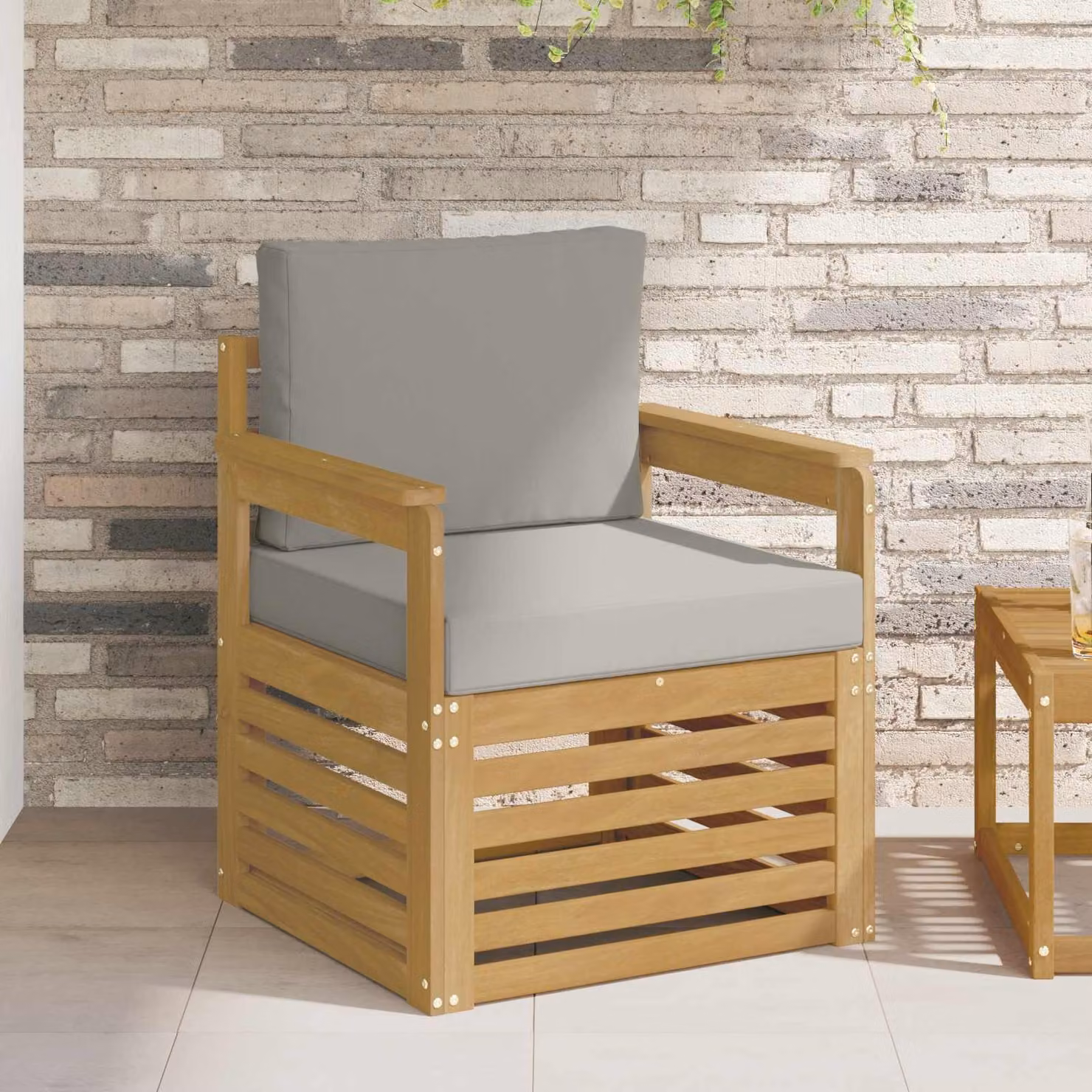 Set di 2 divani da esterno da 2 posti vidaXL in legno di acacia con cuscini in poliestere resistente ai raggi UV
