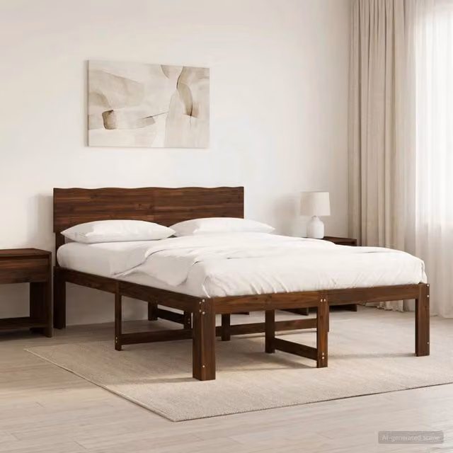 Letto matrimoniale in legno di acacia vidaXL Marrone, L: 160 cm, P: 200 cm, H: 91 cm