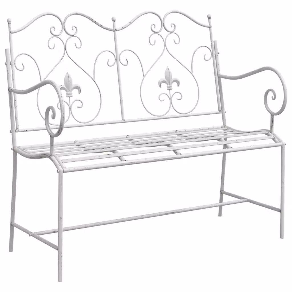 Panchina da giardino a 2 posti vidaXL in acciaio bianco con braccioli L/P/H: 104 x 54 x 93 cm – 2