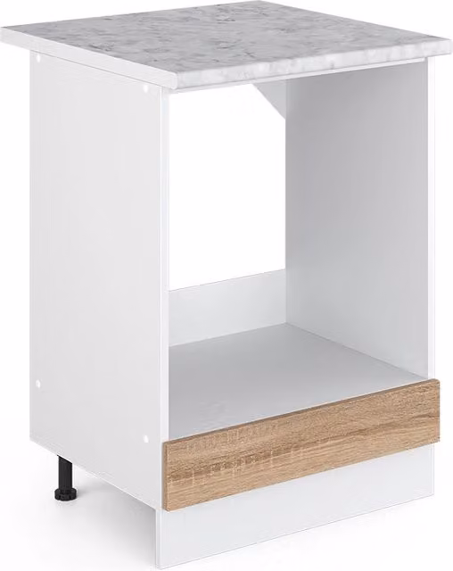Base universale R-Line Sonoma Vicco con ampia nicchia e piano di lavoro, Bianco, L: 60 cm, H: 81,6 cm, P: 23,1 cm – 1
