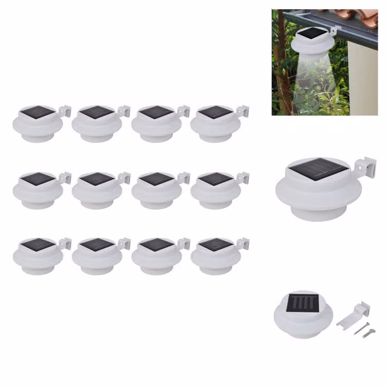 vidaXL Luci solari da esterno per recinzione 12 pz. LED bianco - Illuminazione esterna