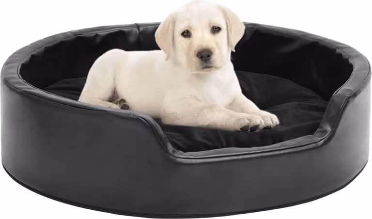 The Living Store Letto per cani nero 69x59x19 cm Peluche e Pelle finta