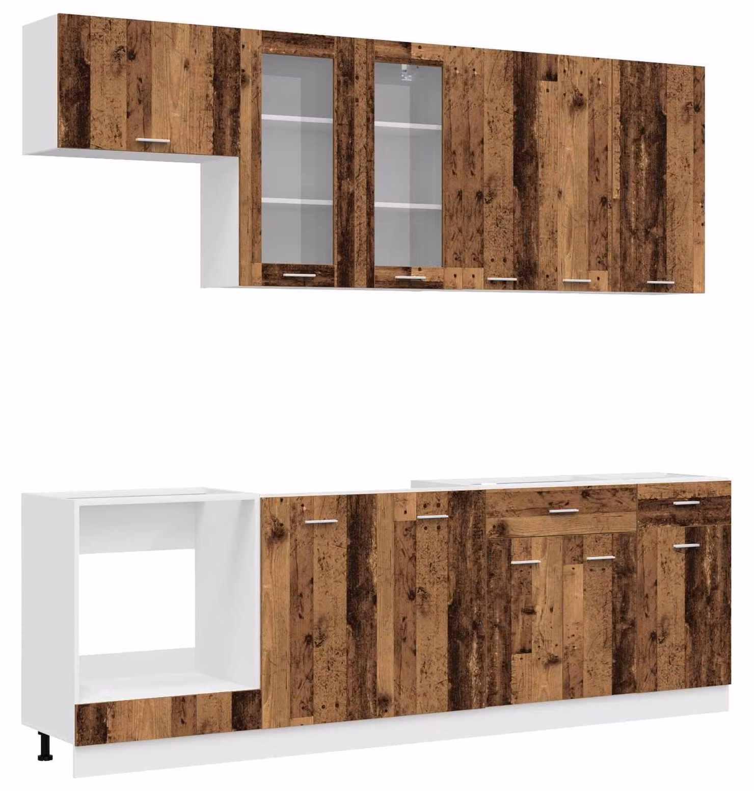Set da cucina LYON, 8 pezzi, realizzato in legno massello riciclato e materiale composito