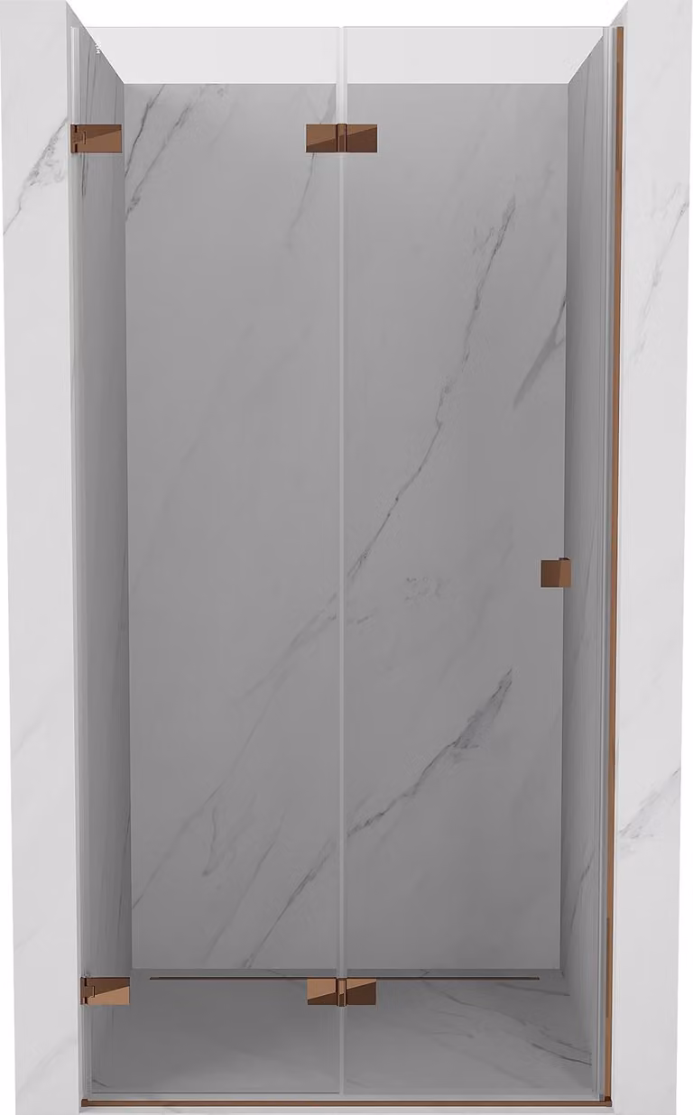 Mexen Lunar-F porta doccia pieghevole sinistra 60 cm, trasparente, oro rosa - 836-060-000-60-00-L