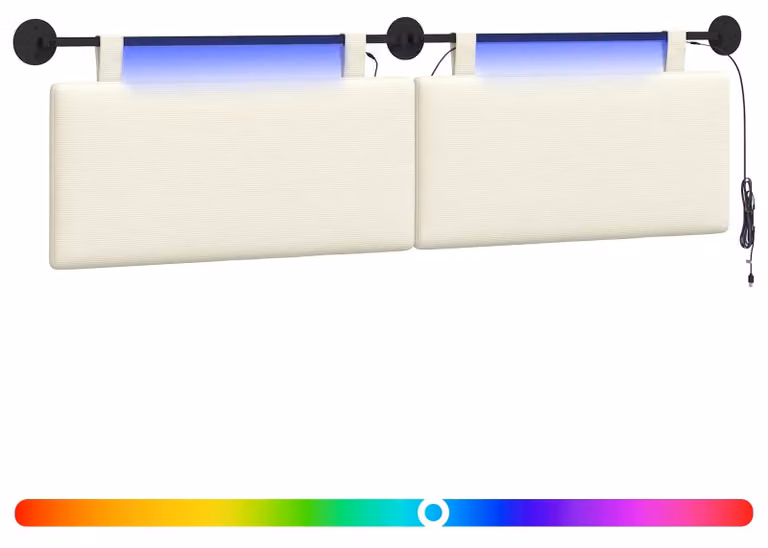 Testiera sospesa Con luce LED Crema Tessuto in Cords