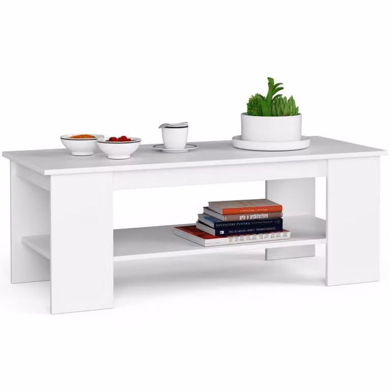 Tavolino da caffè Kami in laminato bianco con ripiano 120 cm - Stile e funzionalità
