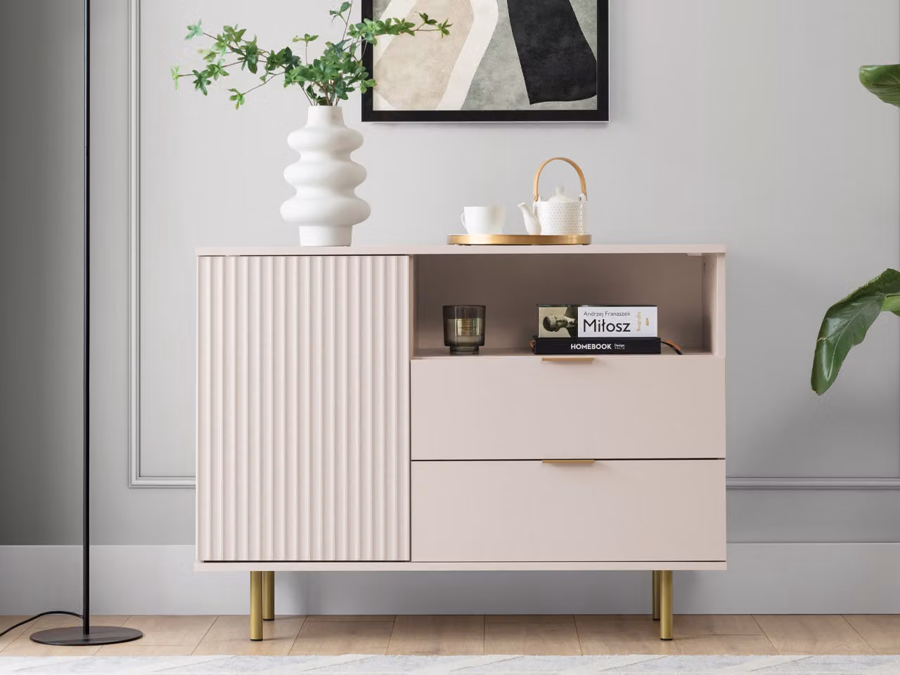Cassettiera combinata per il soggiorno IREDELL - oro / cashmere