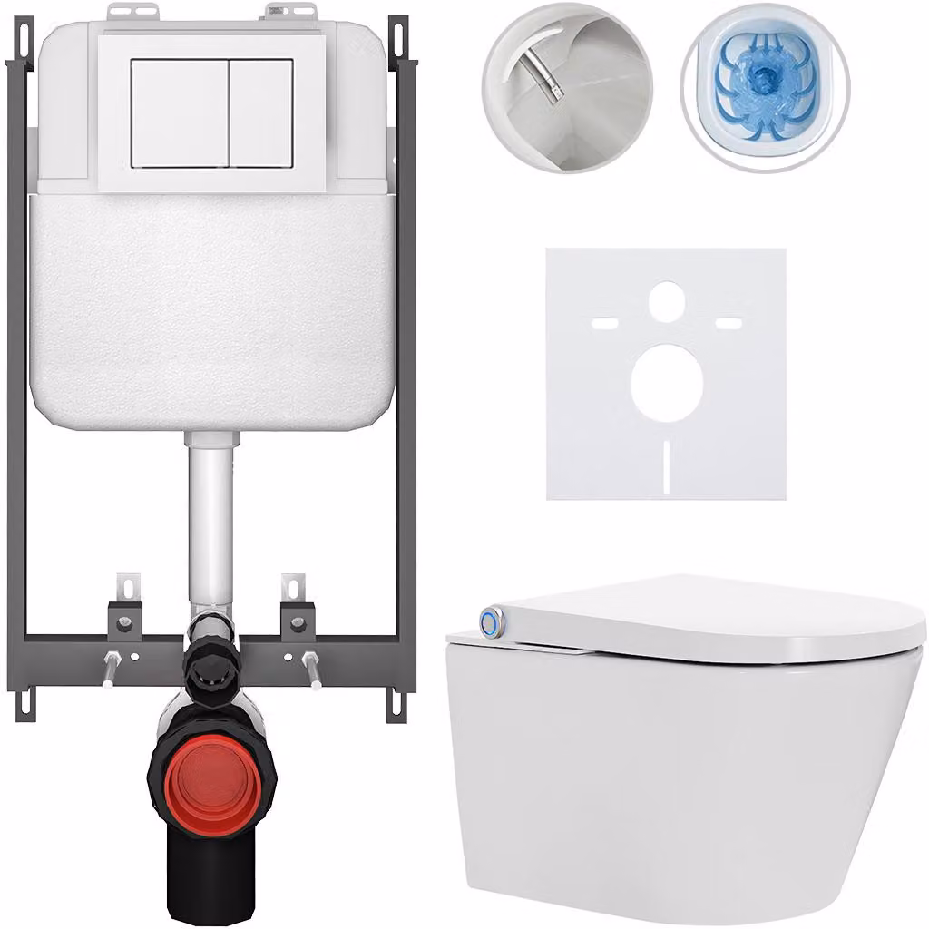 WC sospeso con bidet Cronus Standard - bianco lucido - pulsante Prime/Maxio, bianco - da incasso - 59,3x38,4 cm