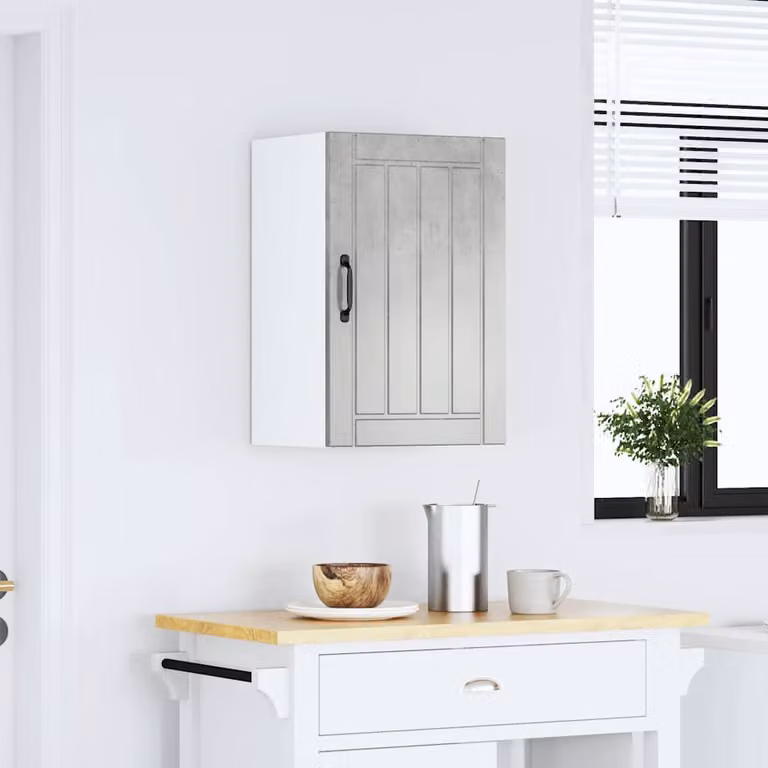 Pensile da cucina moderno vidaXL Lucca con ante in vetro, Grigio, L: 60 cm, H: 31 cm, P: 40 cm
