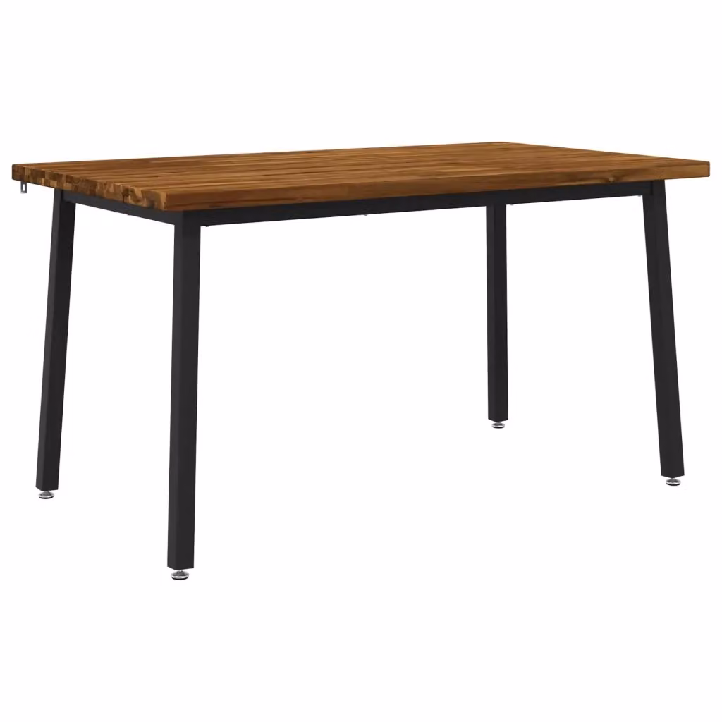 Tavolo da pranzo rettangolare moderno vidaXL in legno di acacia e metallo, Marrone e Nero, L: 140 cm, P: 80 cm, H: 75 cm – 2