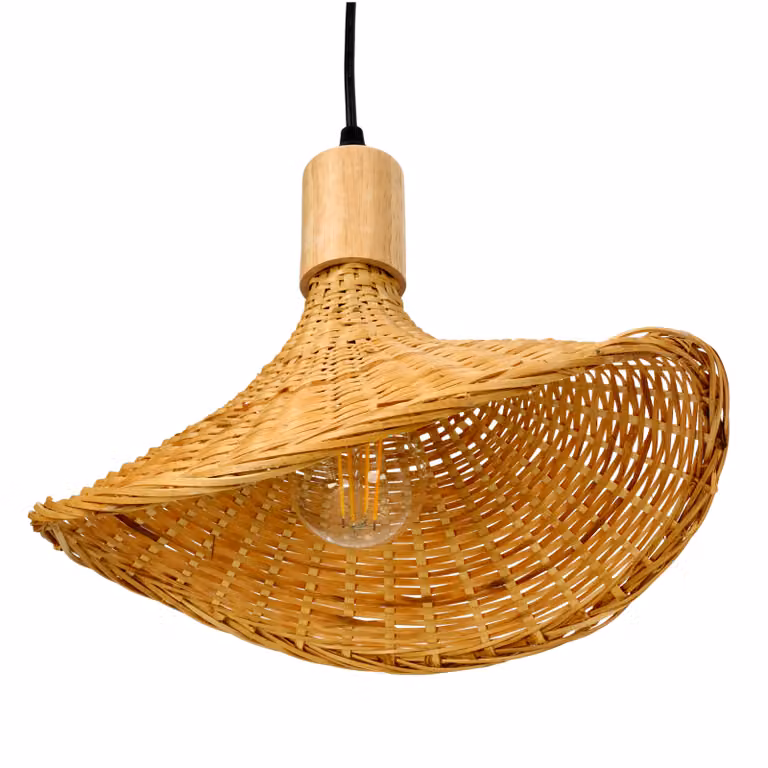 Lampada a sospensione BOHO BIMINI Lampada a sospensione dal design originale in stile boho E27 Bambù Soggiorno Lampada a sospensione Rattan Tavolo da pranzo Sala da pranzo Lampada a sospensione Colore: Naturale (Ø33cm)