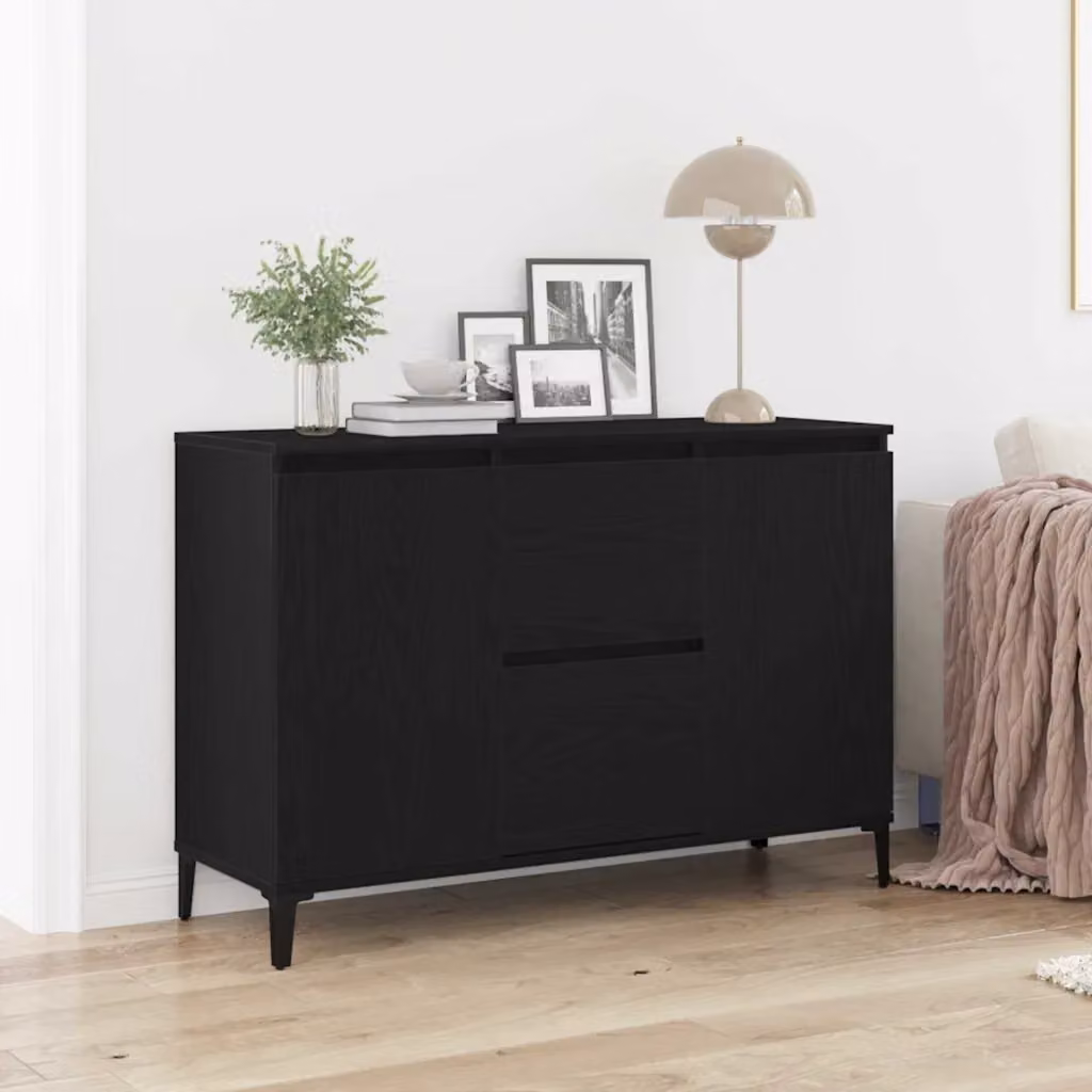 Credenza moderna vidaXL in legno ingegnerizzato MDF, colore nero, L 104 x P 35 x H 70 cm