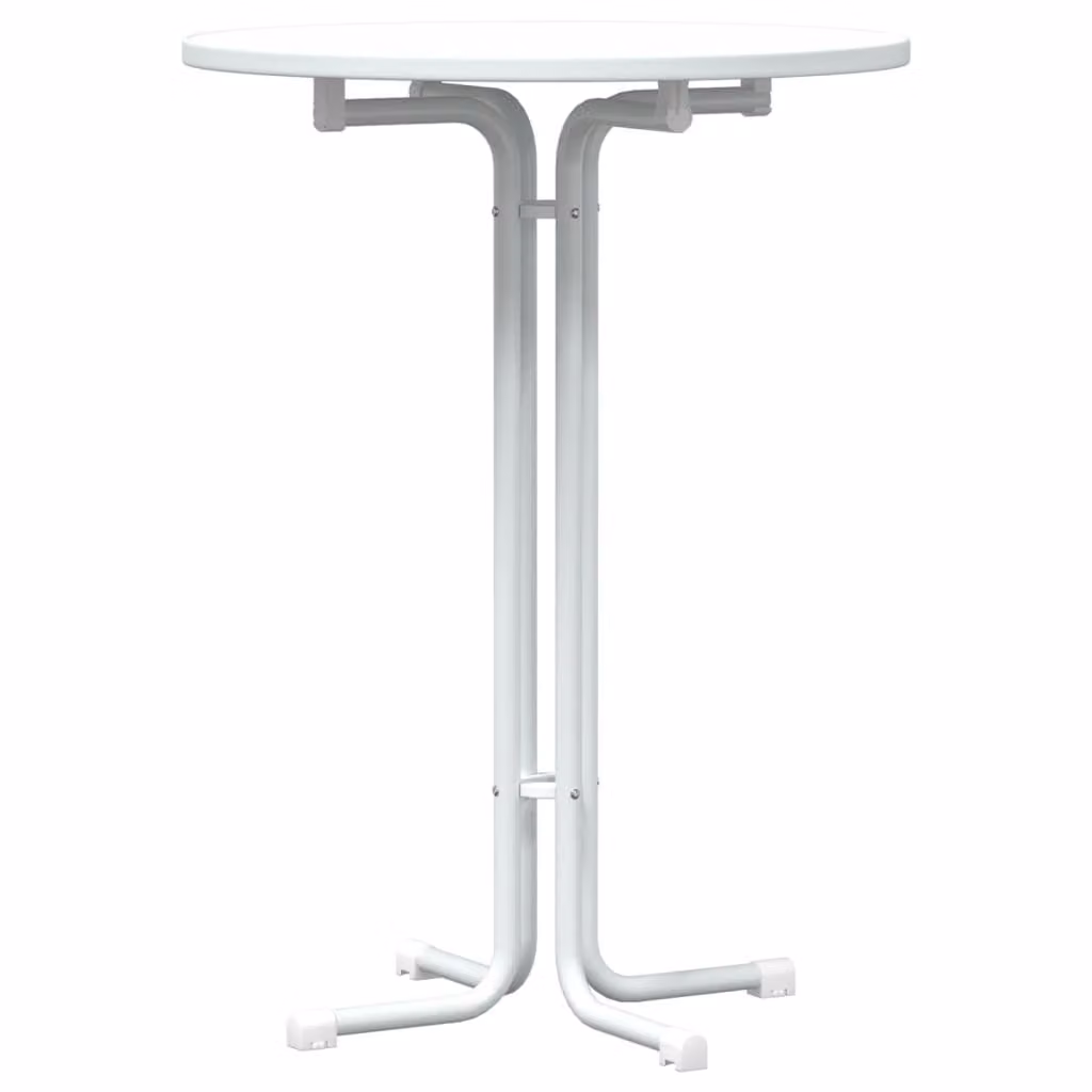 Tavolo da Bar Bianco Ø80x110 cm Legno Multistrato e Acciaio
