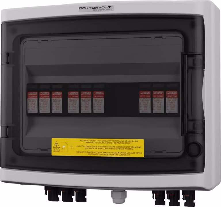 Scatola di giunzione solare PV DC 1000 V T1 T2 3 stringhe 4mm connettore Doktorvolt 2438