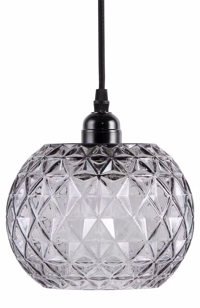 Lampada a sospensione Mia in vetro fumé e texture diamantata